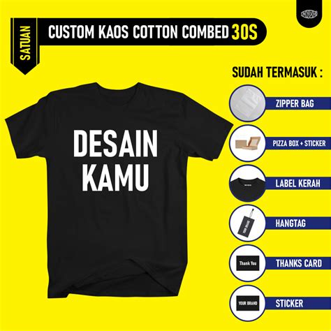 Jual Kaos Custom Satuan Cotton Combed 30s PREMIUM Lengan Pendek