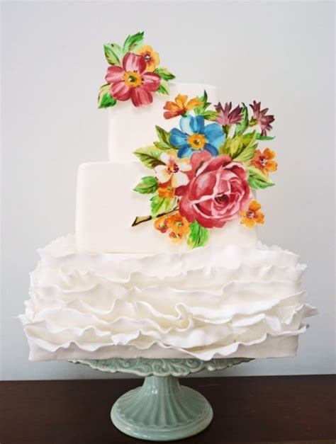 Hand Painted Wedding Cakes By Nevie Pie Cakes Weddingomania