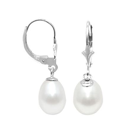 Boucles D Oreilles Dormeuses Perles De Culture Blanches Et Argent 925