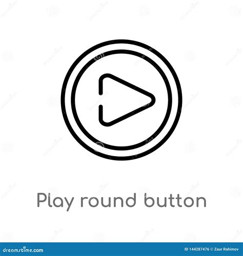 Outline Play Round Button Vector Icon Isolated Black Simple Line