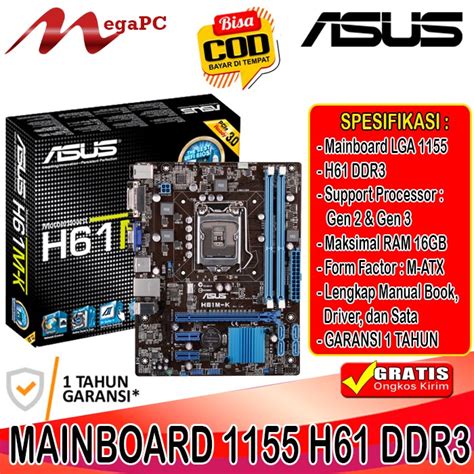 Jual Mobo Motherboard Mainboard Intel LGA 1155 H61 DDR3 Gigabyte ASUS