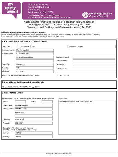 Fillable Online Www3 Northamptonshire Gov Planning Applications