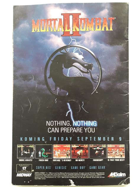 This Advertisement For Mortal Kombat Ii On The Back Of A Comic Book I