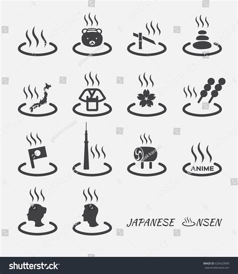 Set Japanese Hot Spring Marks Onsen Stock Vector Royalty Free 626423999 Shutterstock