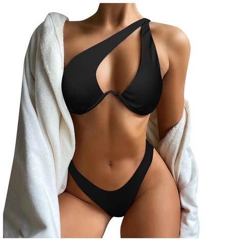 Ehrwe Bathings Suit For Women Bikini Set For Solid V Neck Knot Front