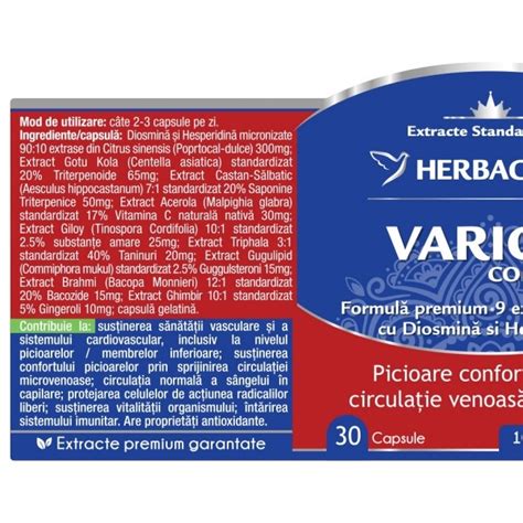 Varicin Complex Supliment Circulatie Venoasa Si Varice Herbagetica