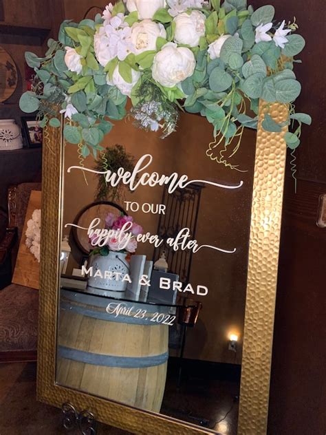 Welcome To Our Happily Ever After Wedding Sign Mirror Etsy