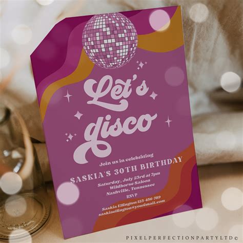 Editable Let S Disco Retro Birthday Party Invitation Etsy