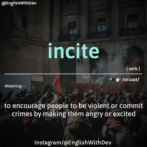 incite meaning. English vocabulary. Learn English. EnglishWithDev. VocabForEnglish