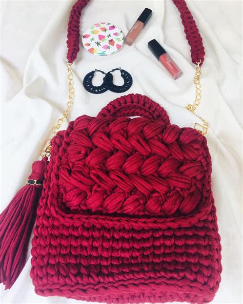 T Shirt Yarn Women Bag Shoulder Bag Crossbody Bag Crochet Etsy