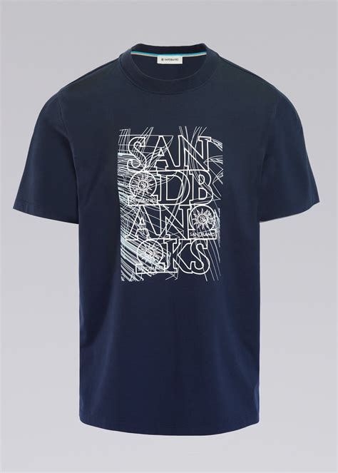 Sandbanks Abstract Raised Rubber Print T-Shirt - Navy