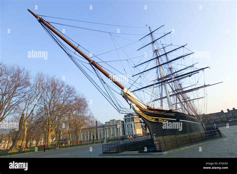 A wide angle view of the Cutty Sark - now a museum ship in dry dock ...