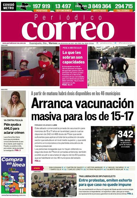 Periódico Correo El Diario Del Estado De Guanajuato México Periódicos De México Edición De