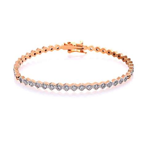 Elegant Hexagonal Tennis Gold Bracelet