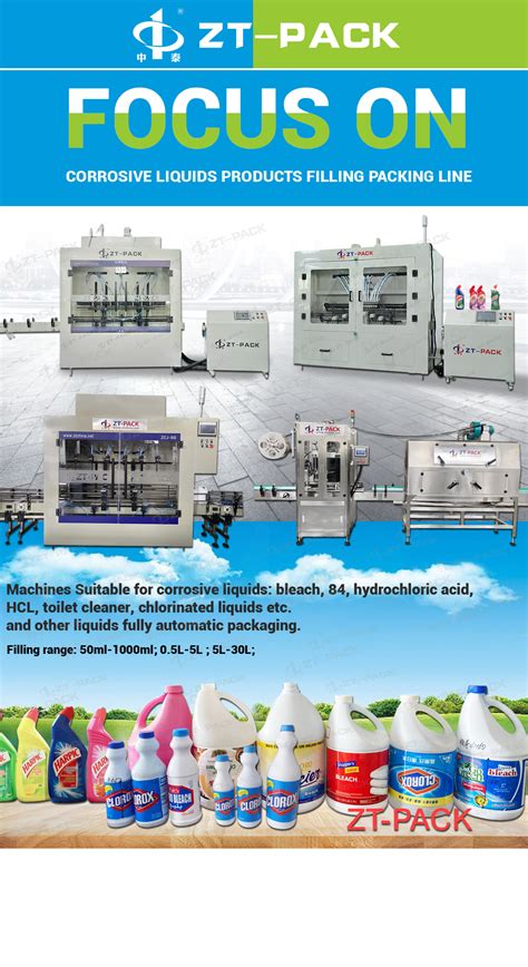 Bleach Acid Corrosive Liquids Filling Machine Packing Line From China