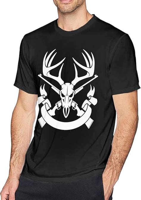 Deer Skull Hunting T Shirt For Men Graphic Funny Tops Cotton Athletic