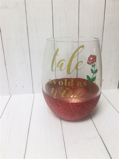 Disney Inspired Wine Glass Disney Inspired Belle Belle Etsy Glitter