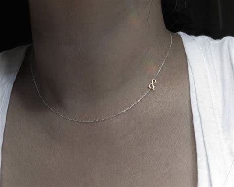 Sideways Delicate Gold Initial Necklace Gold By Sticksandstonesny 34