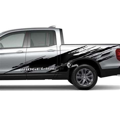 Pair Honda Ridgeline 2023 Side Bed Mud Splash Stripes Logo Decals Vinyl