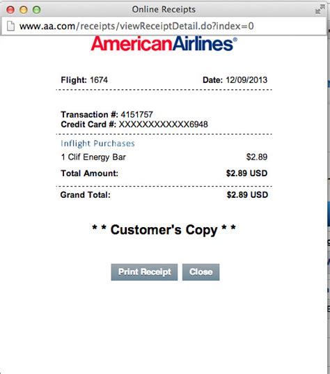 Receipt For An Inflight Purchase Screenshot From American Flickr