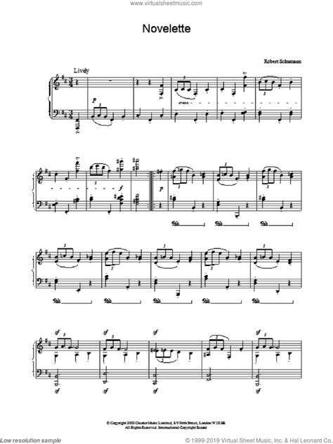 Robert Schumann: Novelette sheet music for piano solo (PDF)