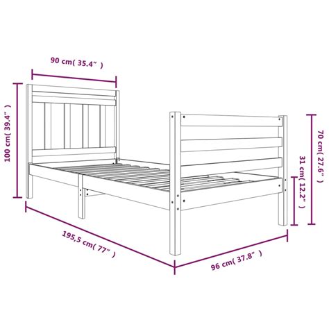 Estrutura de cama solteiro 90x190 cm madeira maciça BoutikXL Loja Online