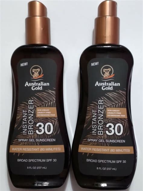 X Australian Gold Instant Bronzer Spray Gel Sunscreen Spf Oz Each