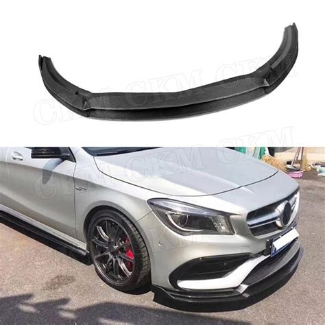 Carbon Fiber Double Front Bumper Lip Spoiler Pcs For Mercedes Benz Cla