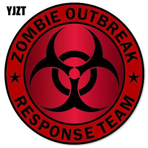 YJZT 14x14cm ZOMBIE Outbreak Response Team Red Bloody Motorcycle