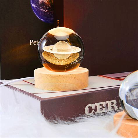 3D Crystal Ball Moon Planet Globe Table Lamp LED Night Light Home Decor