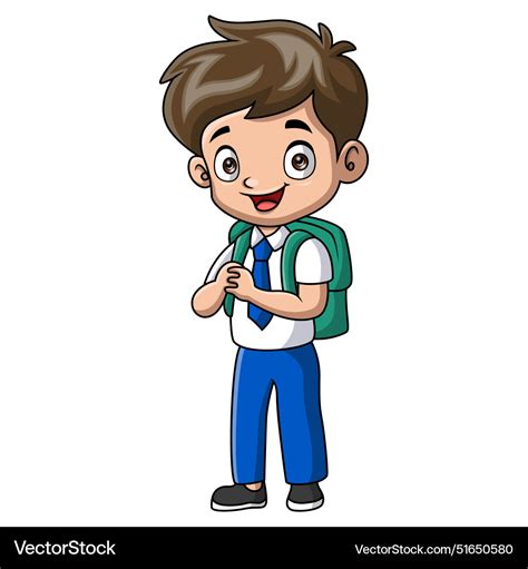 Cute Happy School Boy Cartoon Royalty Free Vector Image