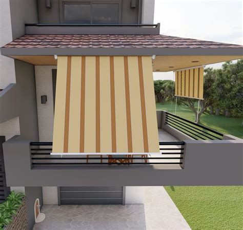 Tenda Da Sole Per Balcone Con Bracci Impermeabile Cm Giallo Arancio