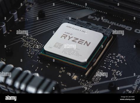 AMD Ryzen 5 3600 Processor close up in the X570 motherboard socket. New ...