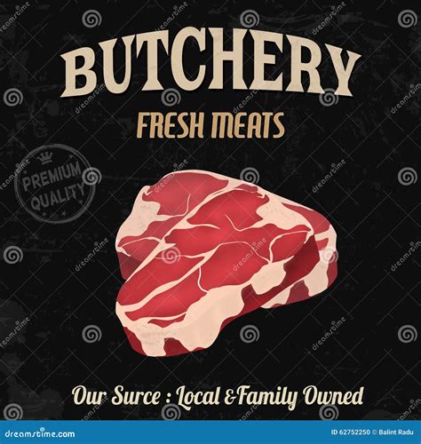 Butchery Poster In Retro Style Stock Vector Illustration Of Business