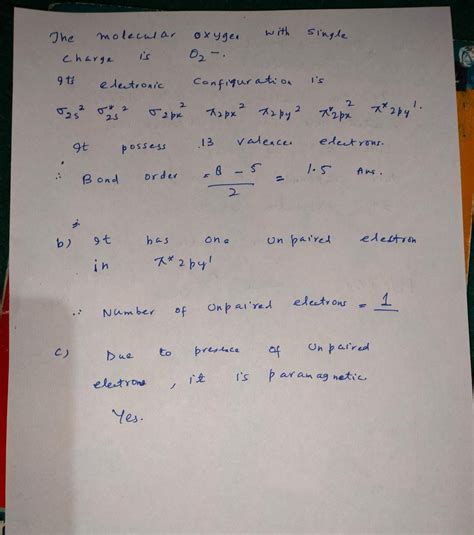 [Solved] According to molecular orbital theory, what is the bond order ...