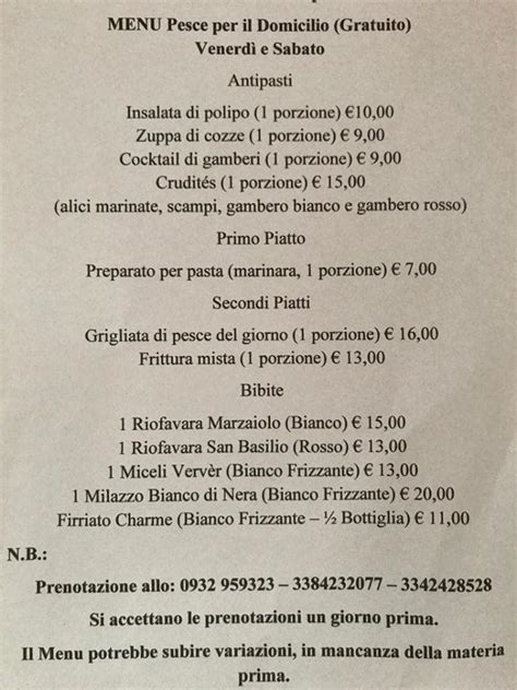 Menu Da Il Giardino Dei Sapori Ristorante Ispica