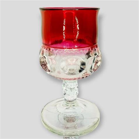 Tiffin Dining Vtg Tiffin Glass Goblets Franciscan Kings Crown Thumbprint Ruby Red Flash 55