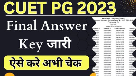 Cuet Pg Final Answer Key 2023 Cuet Pg Result 2023 Cuet Pg Latest