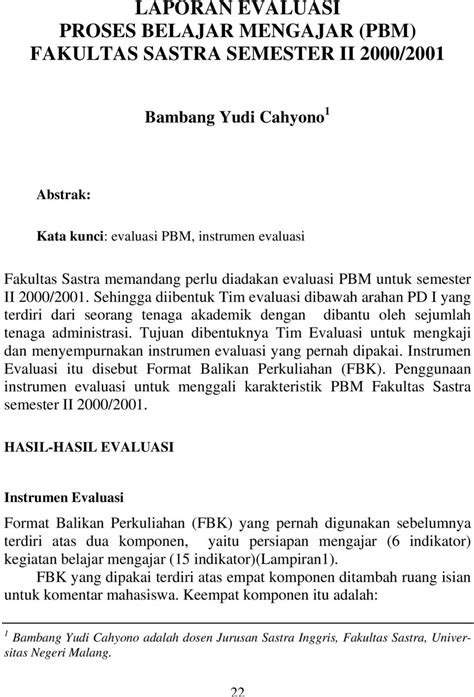 Contoh Laporan Evaluasi Kegiatan – Ujian