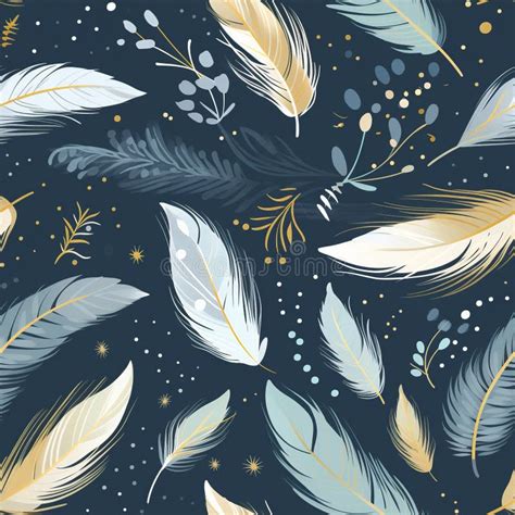 Floating Elegance Seamless Pattern Of Delicate Feathers For A