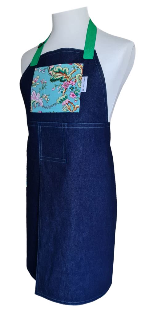 Mint Rose Denim Split Leg Apron X With Adj Neck Strap