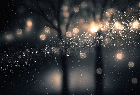 Falling Snow at Night, Creative Digital Illustration Painting Stock ...