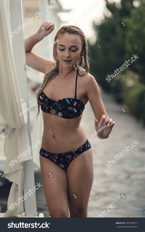 Sexy Blonde Haired Blonde Beautiful Girl Wet Stock Photo Shutterstock