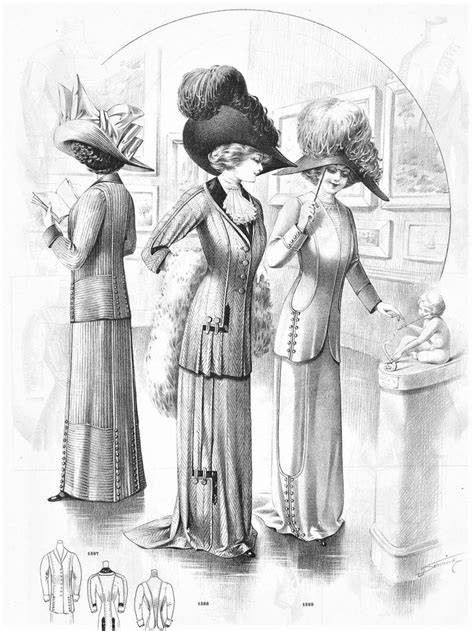 Fashion Plate Le Cachet De Paris 1910 Edwardian Hat Hobble Skirt