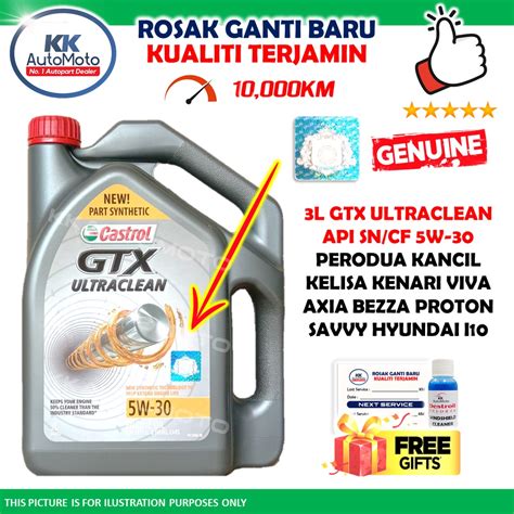 Genuine Castrol Synthetic Gtx Ultraclean W W Engine Oil Minyak