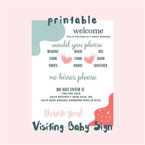 Printable Visiting Baby Rules Sign Etsy