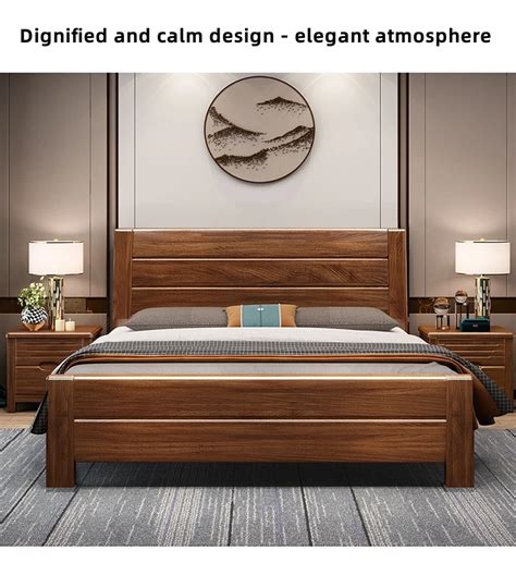 Chinese Walnut Solid Wood Bed Bedroom Furniture Single Double Bed 1 5m