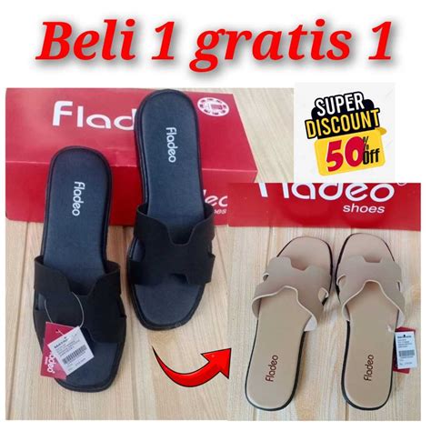 Jual Sandal Wanita Fladeo Beli 1 Gratis 1 Sandal Slop Wanita Sandal