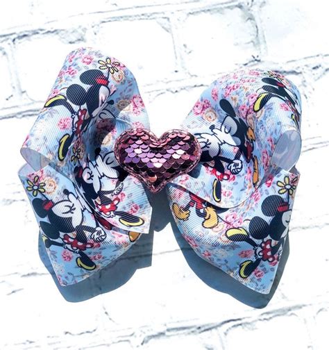 Mickey And Minnie Bow Mickey Mouse Hair Bow Minnie Hair Bow Etsy Disney Hair Bows Minnie