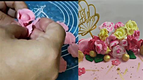 How To Make A Flower In Fondant Part 1 طريقة عمل وردة بعجينه السكر